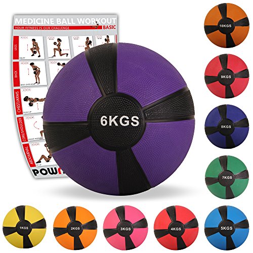 Medizinball Medizin Gewichtsball von POWRX 1 - 10 kg | versch. Farben