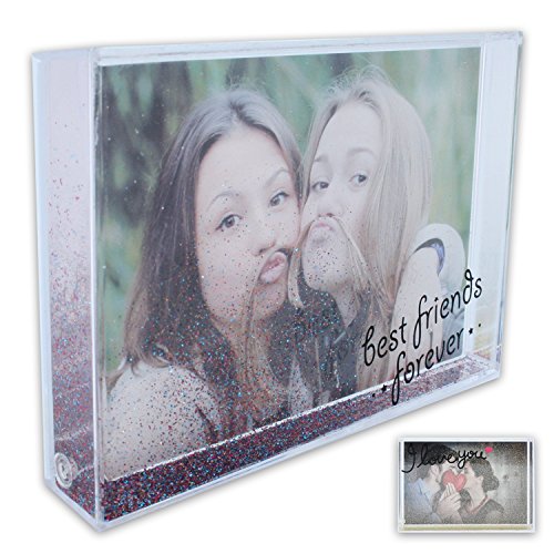 Gel Effekt Schüttel Bilderrahmen mit Glitzerstaub und Aufdruck (Motiv Best Friends)