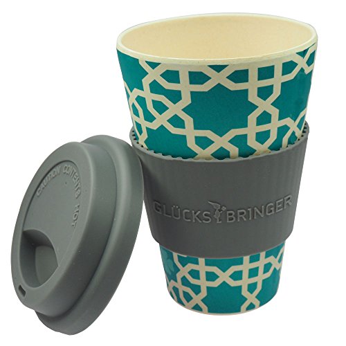 ebos Glücksbringer Coffee-to-Go-Becher aus Bambus | Kaffe-Becher, Trink-Becher | ökologisch abbaubar, recyclebar, umweltfreundlich | lebensmittelecht, spülmaschinengeeignet (Blau – Orient) - 3