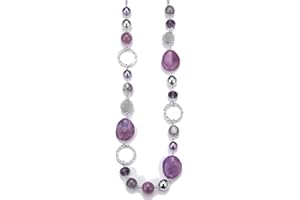 BULINLIN Long Beaded Silver Necklace for Her Crystal Bead Sweater Chain Fashion Jewelry Necklace Birthday Gifts for Women Mum