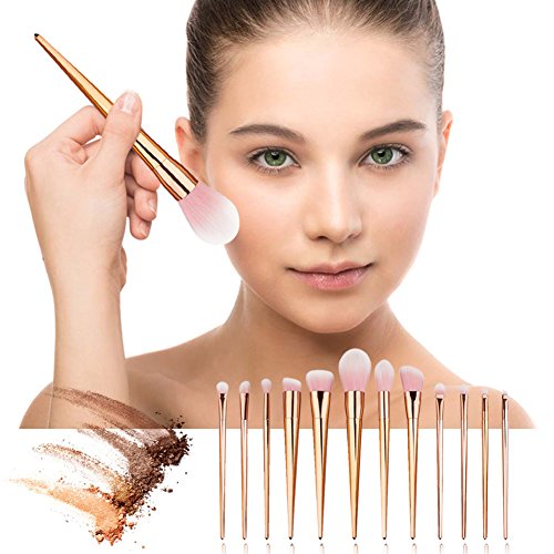 Oshide 12 Stück Make up Pinsel Set einschließlich Foundation Puder Bürste Lidschatten Eyeshadow Blush Lippe Kosmetik Pinsel Werkzeuge – Rose Gold - 5