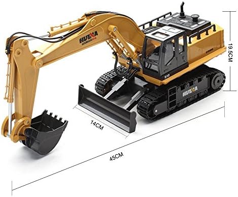Die Cast Metal and Plastic Body 1:16 Scale 11 Channel 2.4GHz RC Excavator with Sounds and Lights