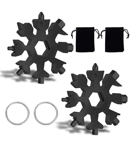 18 in 1 strumento,Strumento fiocco di neve,Portachiavi fiocco di neve,Opener Keychain,Multi attrezzo in acciaio,Cacciavite Bottle Opener Keychain Chiave per Viaggi in Campeggio (d'argento