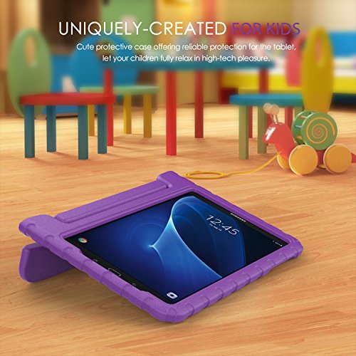 MoKo Samsung Galaxy Tab A 10.1 Hülle – Superleicht EVA Stoßfest Kinderfreundlich Kinder Schutzhülle mit umwandelbarer Handgriff Handle/Standfunktion für Galaxy Tab A (2016) T580N 10.1″ Tablet-PC, Violett - 2