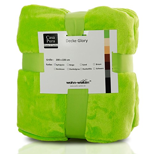 XXL Decke Glory | uni apfelgrün | super weiche Wohndecke / Kuscheldecke | 2 Größen und 8 Farben verfügbar | 150x200cm - 4