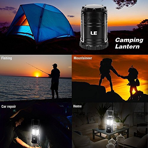 LE Camping Laterne zusammenklappbar 30 LEDs Batteriebetrieb Wasserdicht Außenleuchte für Wandern Camping Notfall Ausfälle Nachtlicht tragbare Gartenlaterne LED Camping Beleuchtung schwarz (2 er) - 6
