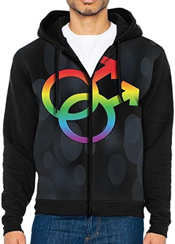 V Gears Mens Rainbow Male Symbol Gay LBGT Graphic Sports colorful Humor Pocket Hoodie With Hat