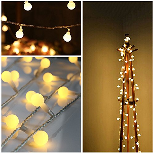 KooPower 12M 100er Kugel LED Lichterkette Warmweiß mit Fernbedienung und Timer (8 Modi, Dimmbar) für Party, Garten, Weihnachten, Halloween, Hochzeit, Beleuchtung Deko – 31V 4,8W - 2