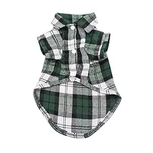 YAODHAOD Dog Plaid Shirt, Pet Fashion Plaid Shirt Pet Dog Clothes, Cat Plaid Clothes Shirt (XL, Green)