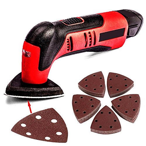 Yahee 100x Schleifdreiecke Schleifpapier Schleifblätter 6 Loch gemischte mit verschiedenen Korn - 4