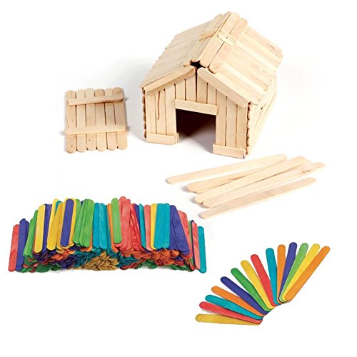 200 Stück Natürliche und bunte Holzstäbchen für DIY Basteln, Verzieren und bemalen genutzt - 5
