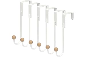 Skycase Over The Door Hooks,6 Pack Door Hangers Hooks,Heavy Duty Hook Coat Rack for Living Room, Bathroom, Bedroom, Kitchen Hanging Clothes, Towels, Hats, Coats, Bags White
