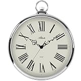 Atlanta 4444/19 Wanduhr im Taschenuhr Design Quarz silbern leise ohne Ticken