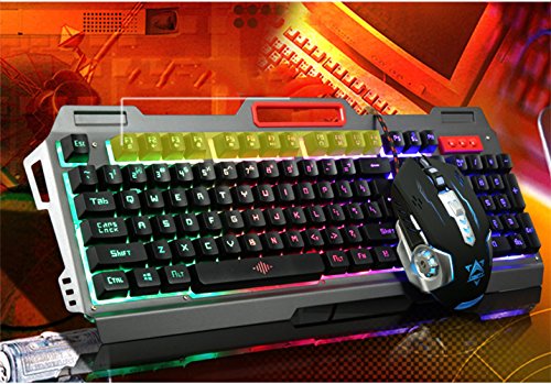 urchoiceltd® 2016 Ajazz X5 + Rainbow Hintergrundbeleuchtung Gaming Tastatur + 800/1200/1600/2400DPI 6 Tasten pro Gaming Maus + schwarz Tempel Mauspad - 8