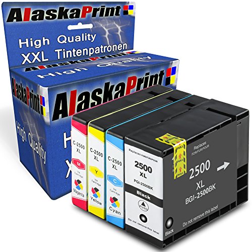 Alaskaprint 4er Set Druckerpatronen kompatibel für Canon PGI-2500XL Multipack PGI 2500 XL für canon maxify mb5350 patronen canon maxify mb5050 Patronen canon maxify mb5450 Patronen (Canon 2500 XL Patronen) 4erSet2500