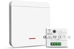 Pixelure Interrupteur d'éclairage sans fil, interrupteur de sécurité et contrôleur récepteur 10 A pour lampes jusqu'à 1500 W