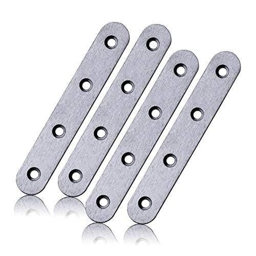Preisvergleich Produktbild Flachverbinder Holzverbindung Edelstahl Lochplatte Nagelplatte Lochblech Löcher Scharnier Beschlag Gestanzt 12,8 x 1,9cm, Modell:4 Stück - 12.8 x 1.9 cm