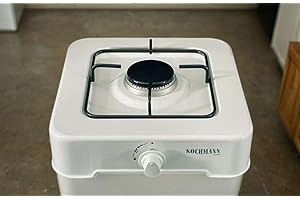 ‎KOCHMANN GERMANY Gaskochfeld 1-flammig in elegantem Weiß – Stilvolles Kochfeld für modernes Kochen, ideal für Küche und Camping