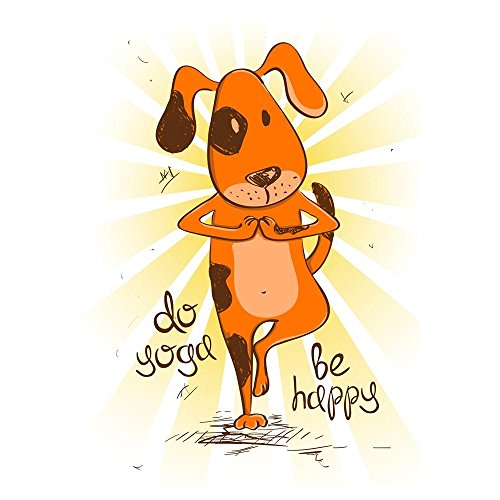 Pitaara Box Red Dog Doing Tree Position of Yoga | Peel & Stick Vinyl Wall Sticker for Bedroom & Living Room | 24 x 33.9 inch (61 x 86 cms)