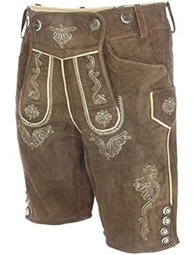 Top-Quality Trachtenlederhose kurz Herren - Lederhose Tracht - Braun/Hellbraun