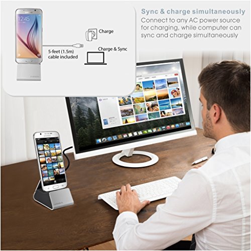 Avantree Docking Station Samsung Galaxy, Ricarica e Sincronizza Con il Cavo Micro USB Dock In Dotazione [Non di Tipo C], Ricarica Veloce per Telefoni Google, LG, Huawei e Android [2 Anni Garanzia]