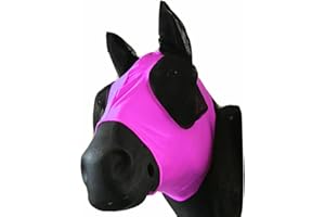 HORSE MASTERS Horse Fly Mask Ear Bonnets - Noise Cancelling Breathable Fly Veil For Horse Cob Pony - Equestrian Lightweight Fine Mesh Fly Mask With Ears for UV Protection (Cob, Pink)