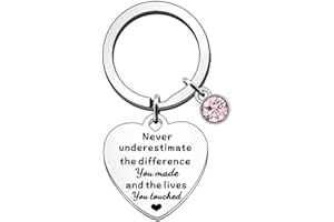 KAZUP Never Underestimate The Difference You Made and The Lives You Touched Keychain Inspirational Motivational Jewelry Thank You Gift