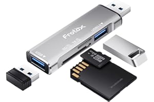 FROTOX Lector Tarjetas SD, 4 en 1 Adaptador USB con Lector de Tarjetas SD/MicroSD, Puerto USB 3.0 & USB 2.0, Mini USB Card Reader para SD/Micro SD/TF/SDXC/SDHC/MMC/RS-MMC/Micro SDXC/Micro SDHC