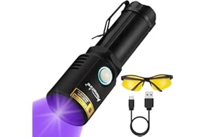 ‎ALONEFIRE Alonefire X901UV 10W 365nm UV Taschenlampe Tragbar USB C Aufladbar Schwarzlicht Taschenlampe Haustier Urin Detektor für Harzhärtung, Angeln, Bernstein, Skorpion mit Gafas Protectoras UV, Batterie