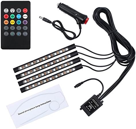 OLRICK 4PCS Car LED Strip Lights 36LEDs Lighting kit Car Led Interior Lighting, Automotive Decorative footwell lights with Sound-activated control and Wireless Remote Control