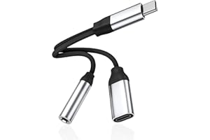 LQIESDD Adattatore e Ricarica per Cuffie USB C, [2 in 1] Adattatore Jack da Tipo C a 3,5 mm Cavo Audio Ausiliario con Ricarica Rapida, Compatibile con iPhone 15/15 Pro, iPad Pro, Samsung S24, Google Pixel 6