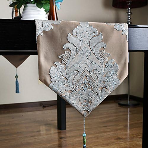 CYALZ Brown Flower Pattern Table runner Tablecloth Coffee Table Cloth Long Tablecloth Modern Simple Fashion Upscale Living Room Kitchen Restaurant Hotel Home Textiles(This product only sells table runner)34*260cm