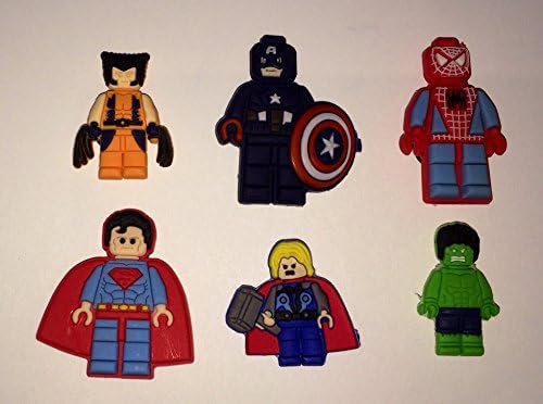 Leg o Superheroes Marvel Hulk Spiderman Shoe Charms Set of 6, Shoes, Crafts, Cake Toppers * 114 *
