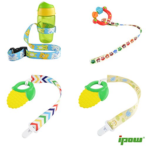 Ipow® 4 Pcs Baby Bottle Toys Safety Strap Belt Pacifier Holders for Highchair Stroller Pram