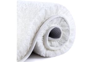 VANZAVANZU Tapis de Bain Antidérapant Tapis Salle de Bain Épaissi Tapis Sortie de Douche Absorbant Tapis de Sol Ultra Doux en Microfibre, Séchage Rapide, Lavable en Machine - 40 x 60cm (Blanc)