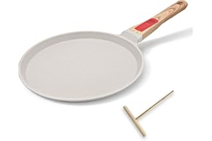 RANX INGST RANXINGST Poêle à Crêpes 25 cm avec Poignée Amovible - Crêpière avec Revêtement Antiadhésif - Fonte Aluminium - Tous Feux dont Induction - Blanc