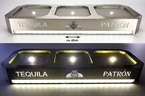 Preisvergleich Produktbild Patron Flaschen Display aus Metall mit LED Beleuchtung und Akku