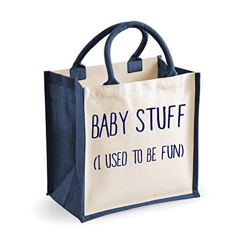Medium Jute Bag Baby Stuff I Used To Be Fun Navy Blue Bag Mothers Day New Mum Birthday Christmas Present Nappy Bag Changing Bag