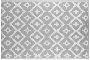 LOLAhome Alfombra jardín Rombos Paros sostenible de Polipropileno Trenzado Gris de 140x200 cm
