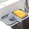 AMIQUS Silicone Kitchen Soap Tray, Kitchen Sink Tray Sponge Tray Dish Sponge Holder, Sink Caddy Organizer for Dish Soap Bottl