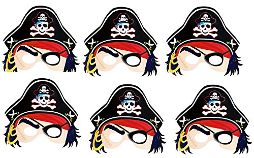 6 x Papp-Maske Piraten Pirate Mask Pirates Piraten-Maske Kostüm Piraten-Party