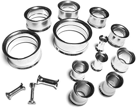 Plain Surgical Stainless Steel Flesh Tunnels Double Flare Choose Your Size! Ear Plugs 316L Ear Expanders