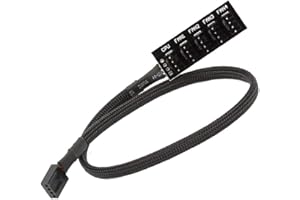 ANGELKISS Buje de ventilador PWM de 4 pines, conector de 4 pines para ventilador de CPU, concentrador de ventilador de PC, divisor de cable de alimentación de ventilador de 4 pines y 3 pines para 12 V (5 vías)