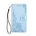Produktbild Galaxy A3 2017 Hülle,Galaxy A3 2017 Lederhülle,PU Leder Tasche für Samsung Galaxy A3 2017,Leweiany Elegant Fashion Pfau Blumen Prägung Bling Glitzer Muster Lederhülle Handyhülle Flip Schutzhülle im Bookstyle Case Handytasche und Brieftasche Ultra Schlanke Case Handyhülle mit Magnet und Praktischer Standfunktion Ständer Hülle Etui Bumper Tasche für Samsung Galaxy A3 2017 Premium Hülle in Farbe Blau