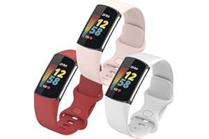 FunBand Bracelet Compatible avec Fitbit Charge 5 Bandes, Bracelet de Montre de Sport de Remplacement en Silicone Souple Réglable Accessorie Bracelet pour Charge 5 Activity Tracker