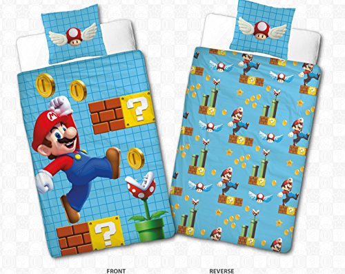 Nintendo Super Mario Bettwäsche Wendemotiv 2 tlg. 80×80 + 135×200 cm – 100 % Baumwolle – NEU - 2