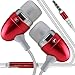 Produktbild (Red) Samsung Galaxy A3 Duos, Pocket 2, Grand Prime, Galaxy E5, Star2, ACE 4, Metro 312, Ace NXT stilvolle Hochwertige Aluminium In Ear Ohrhörer Stereo Freisprechen Kopfhörer Ohrhörer Headset mit integriertem Mikrofon MIC & On-Off-i -Tronixs