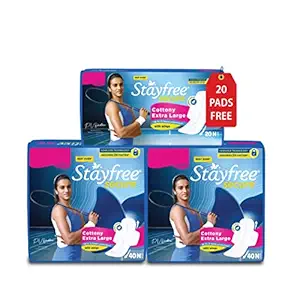 Stayfree Secure Cottony Soft XL Sanitary pads for Women (100 Napkins), Combo Offer pack- Buy 80 pads Get 20 Pads free