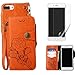 Produktbild Schutzhülle für iphone 7 Plus/iphone 8 Plus Leder Hülle Vintage Rose Blumen Muster Klapphülle und Displayschutzfolie ,OYIME mit Lanyard Schlüsselband Brieftasche Magnet Fest Stabil Komplett Vollschutz Original Etui Flip Book Case 360 Grad Full Body Cover Bumper Klappbar Handyhülle für Apple iphone 7 Plus/iphone 8 Plus (5.5Zoll) - Orange