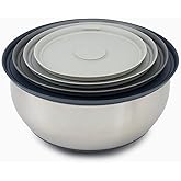 Joseph Joseph Prep&Store- Stainless Steel Mixing Nest Bowls with Lids, 4 piece Metal Bowl food Storage Set, Stainless Steel